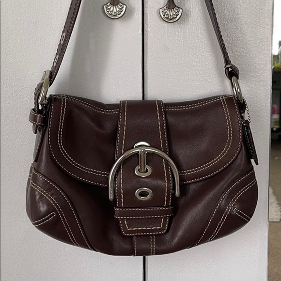 leather coach shoulder bag - Picture 1 of 2